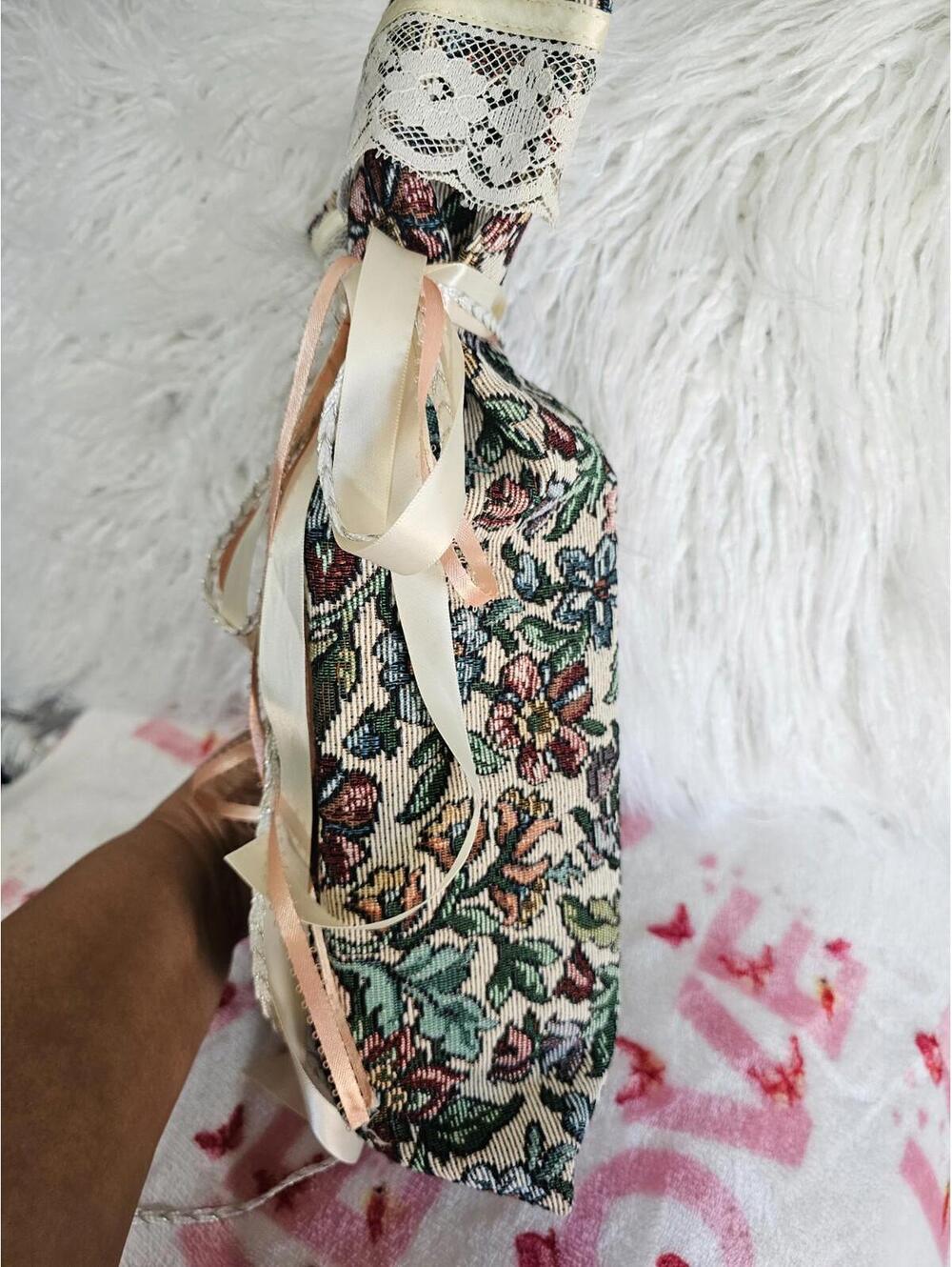 Vintage Homemade Keepsake Sack Bag Pouch Floral Lace Ribbons Multicolor 14.5X7 - Picture 4 of 11